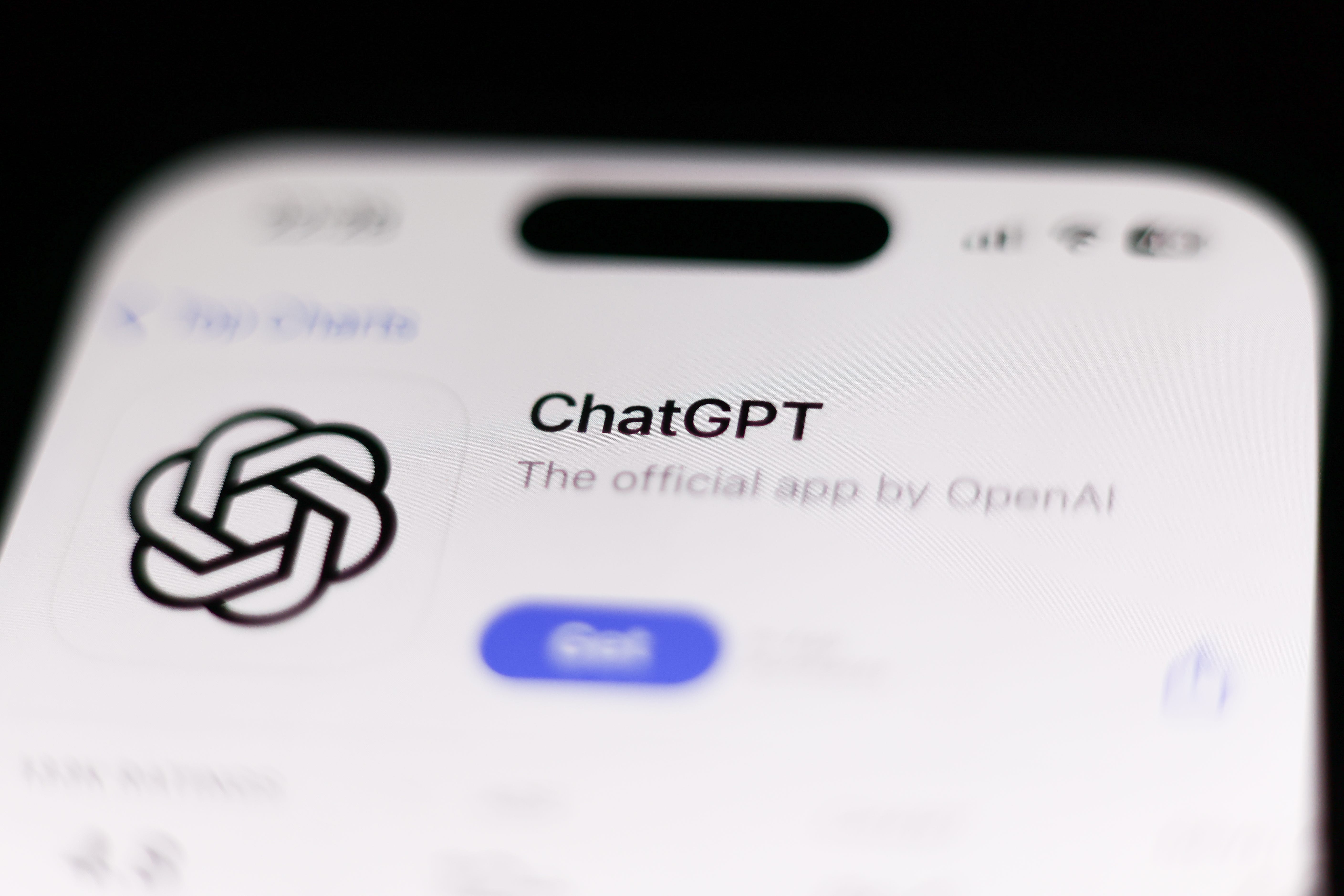 The ChatGPT page on Apple's App Store is being displayed on an iPhone.