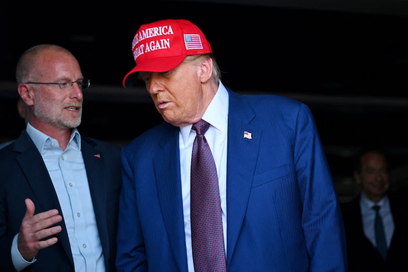Donald Trump, alongside Brendan Carr, in Brownsville, Texas, in November last year.
