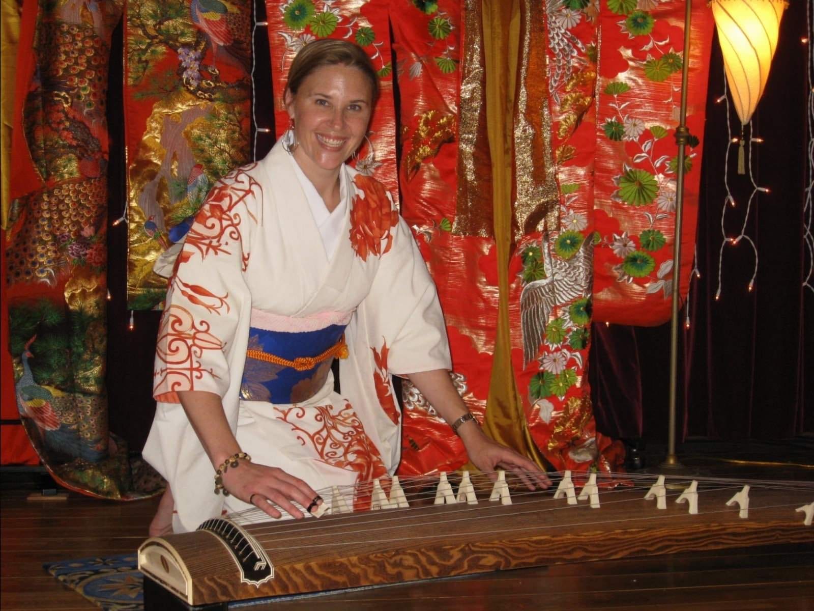 The author poses in traditional dress she wore during the 3 years she lived abroad in Japan.