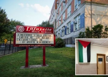 Palestinian flag brazenly hangs in NYC school hallway despite complaints from Jewish teachers