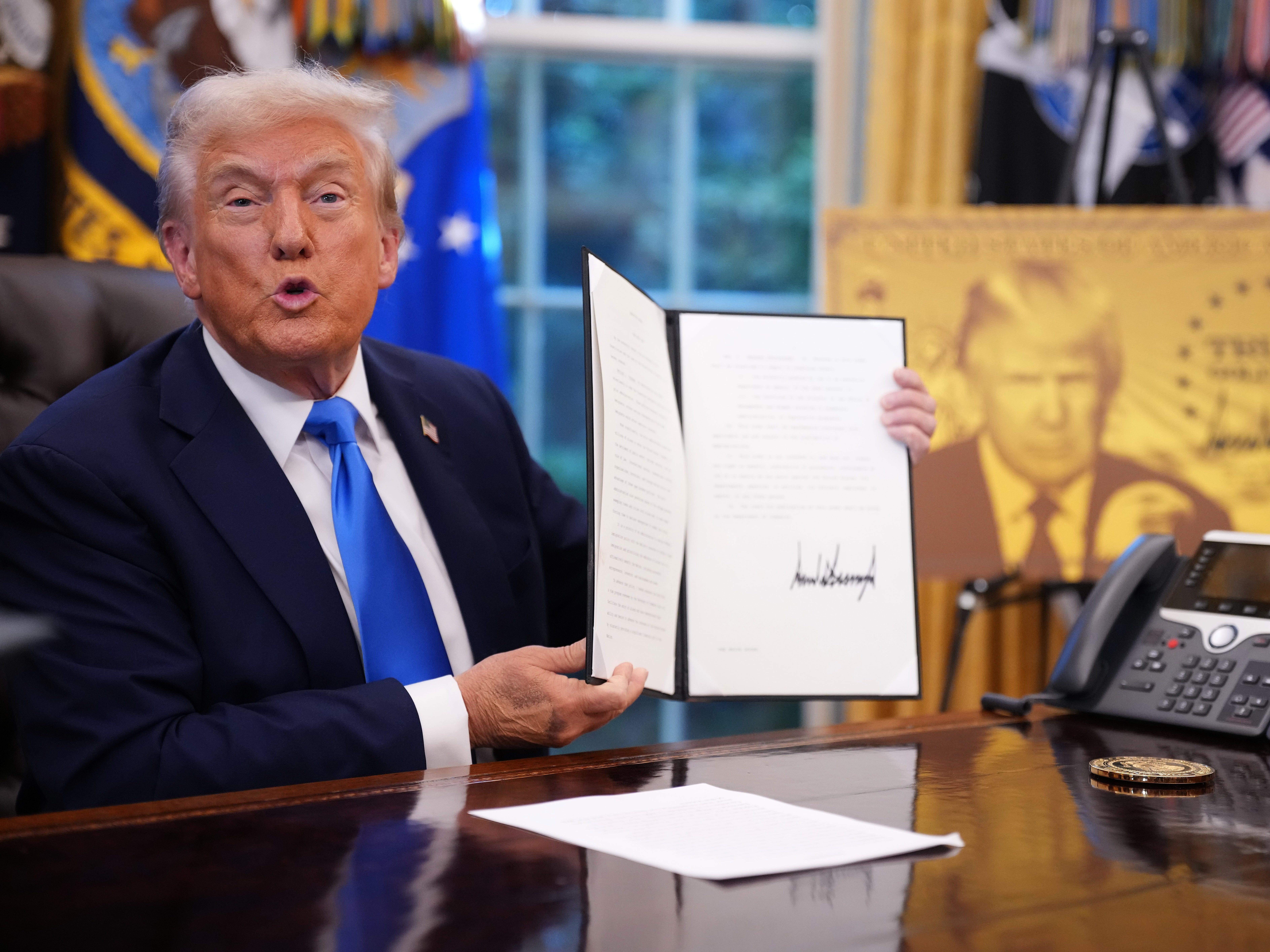 Trump after signing an executive order.