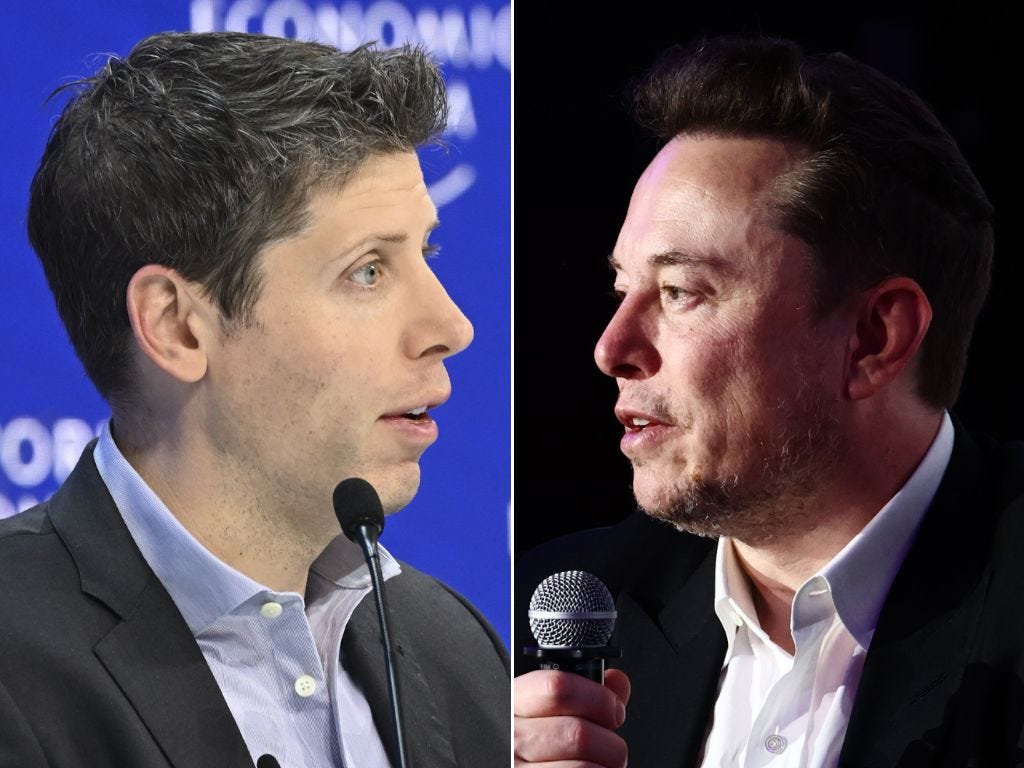 OpenAI CEO Sam Altman (left) and Elon Musk (right).