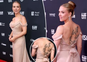 Scarlett Johansson bares her back tattoos in pink Valentino on TIFF 2025 red carpet