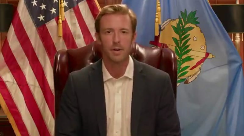 Oklahoma State Superintendent of Public Instruction Ryan Walters delivering video message.