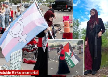 Self-professed trans Muslim Antifa member was among small crowd of protesters at Charlie Kirk funeral