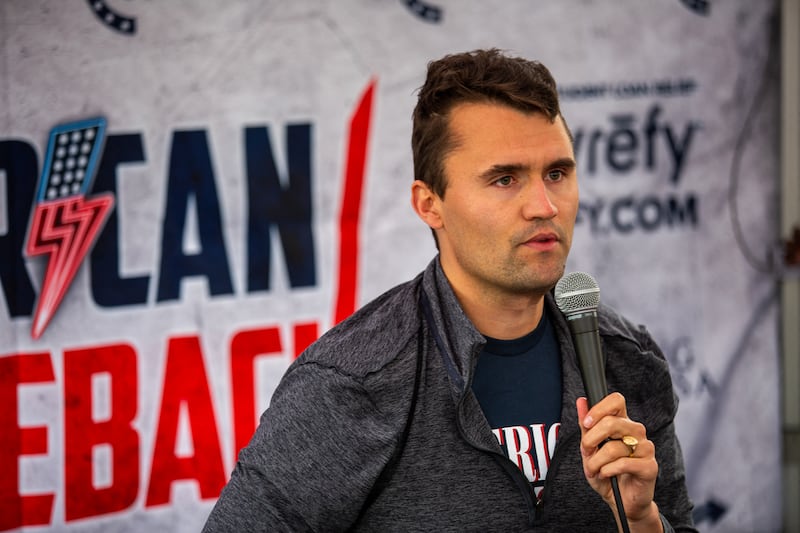Charlie Kirk debates with CSUN students during his American Comeback tour stop at CSUN in Northridge, Calif., on March 6, 2025.
