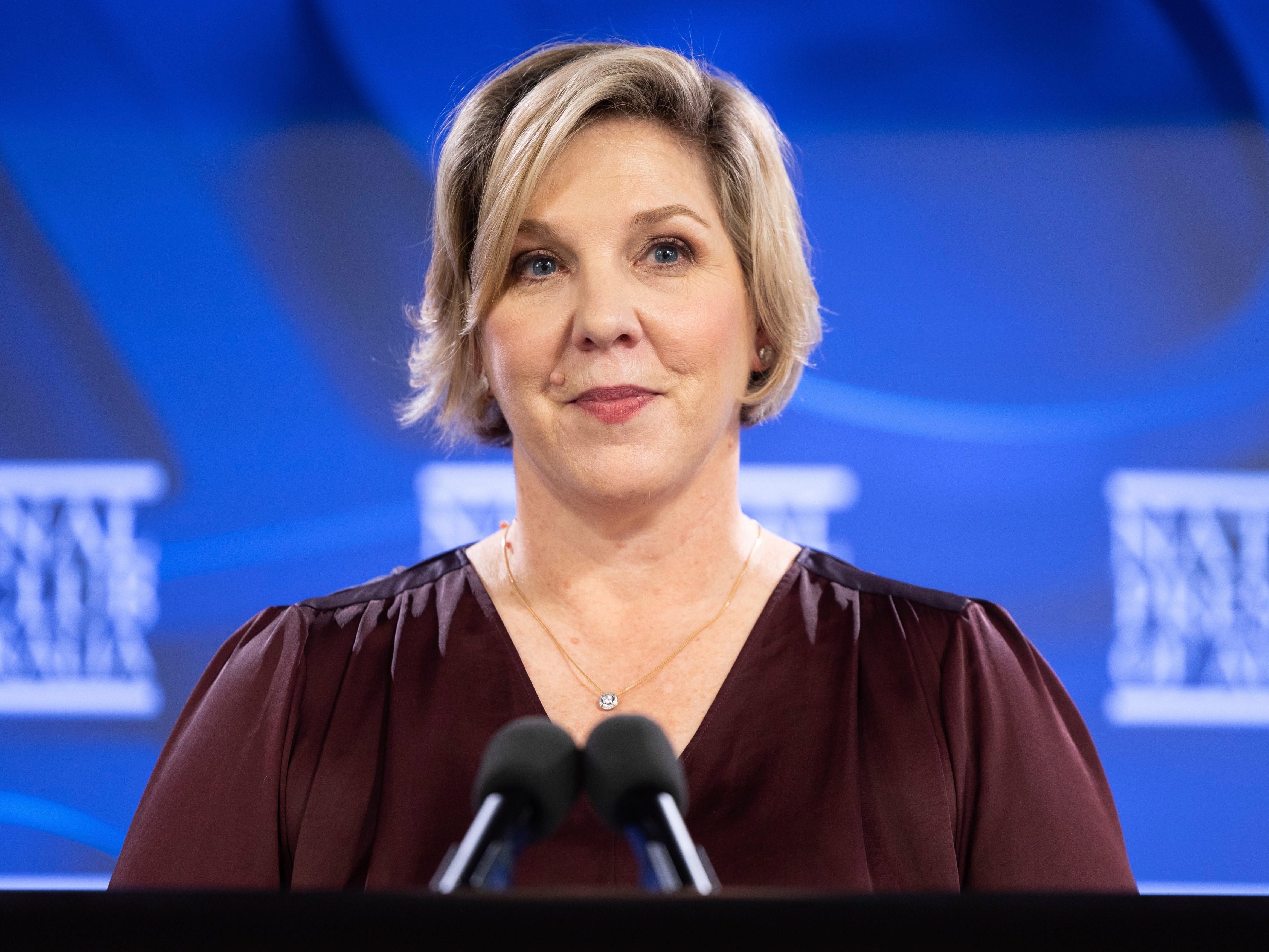 Robyn Denholm, Chair of the Technology Council of Australia and Chair of the Board of Directors of Tesla Inc, during an address to the National Press Club of Australia in Canberra on Wednesday September 14th, 2022.