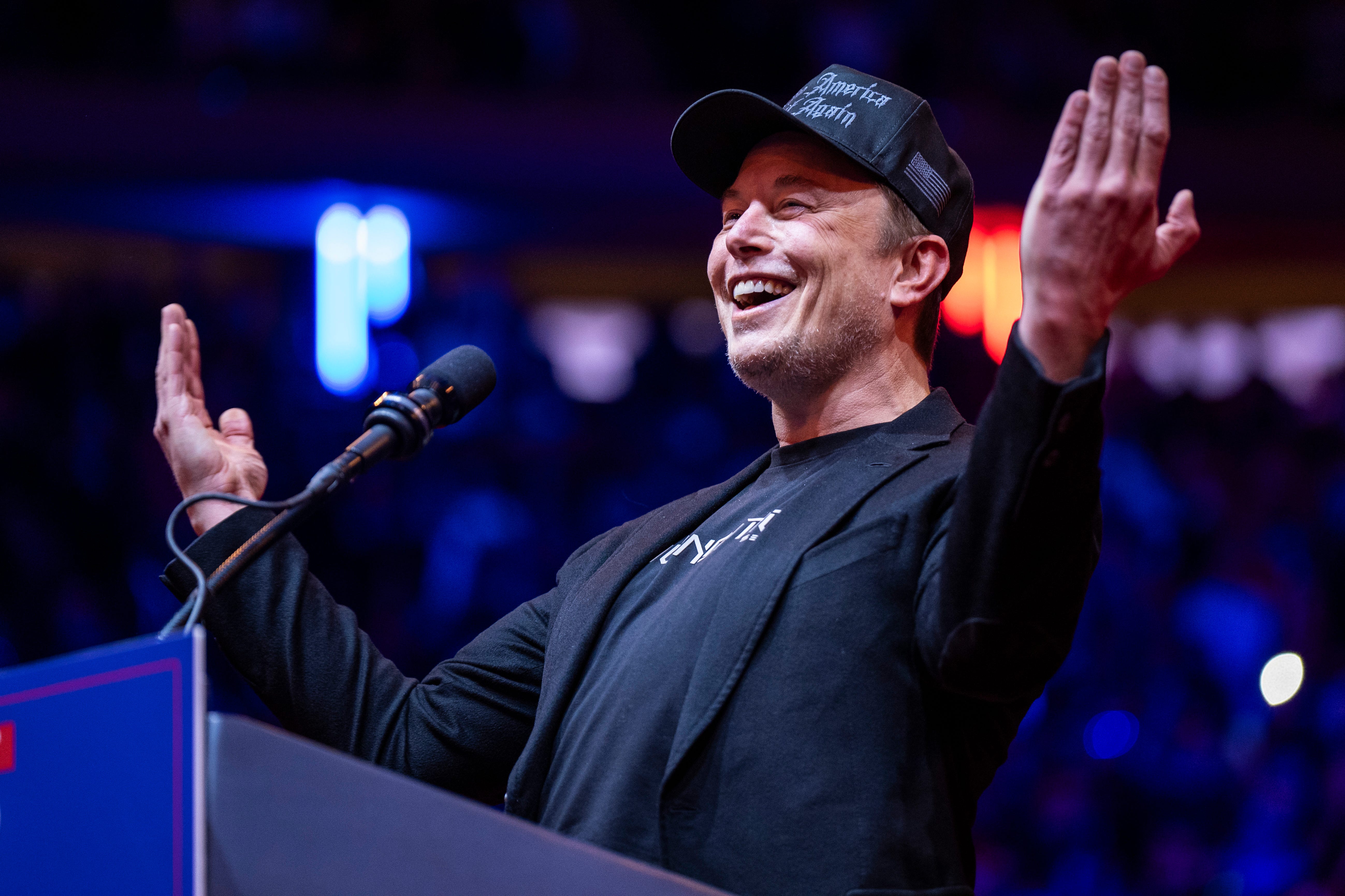 Elon Musk attends Trump rally in October 2024.