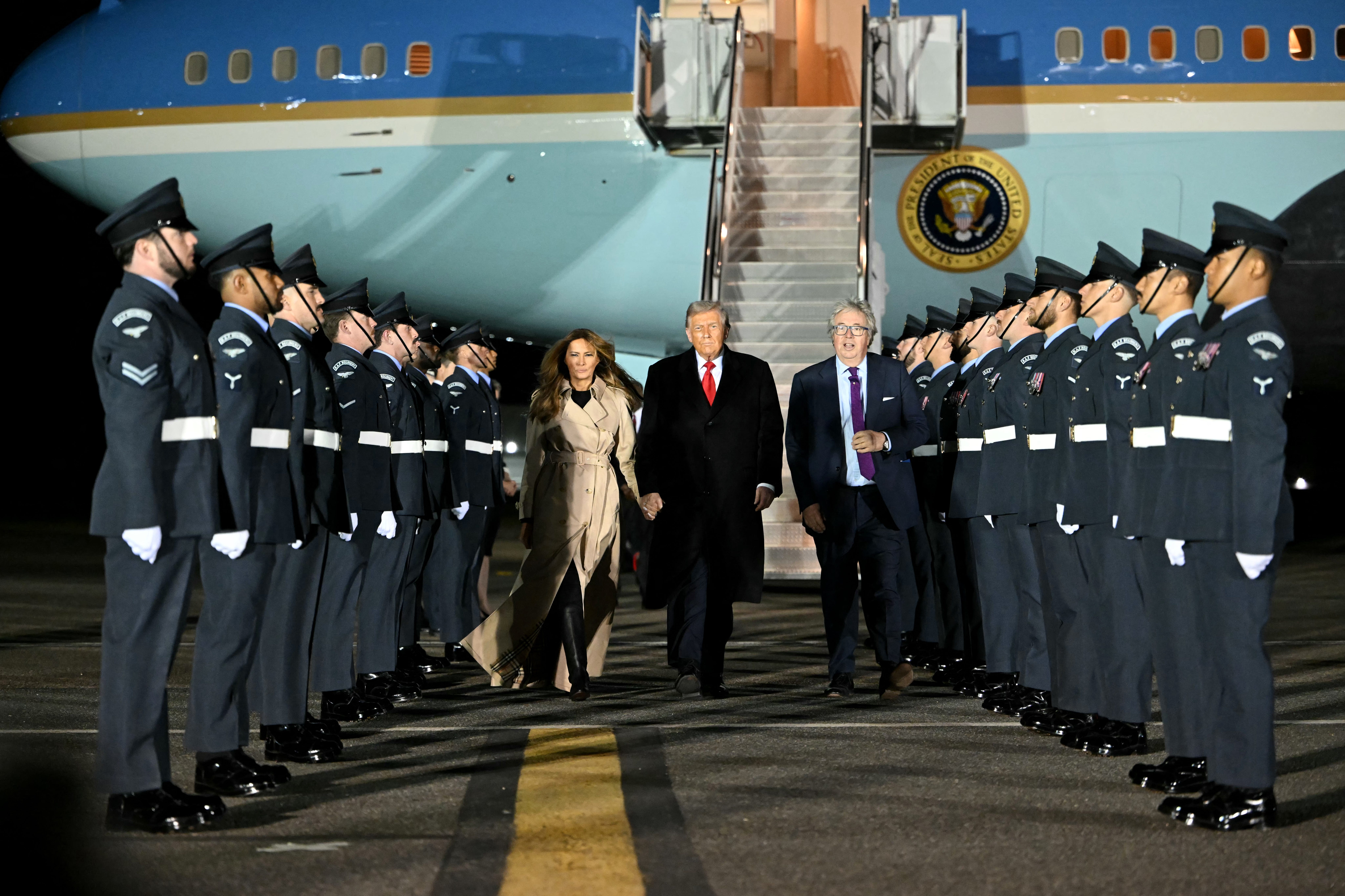 Donald Trump arrives for his second UK state visit.