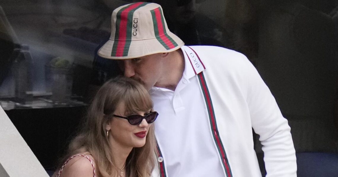 Travis Kelce says introducing Taylor Swift as his fiancee makes him ‘giddy’