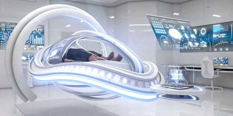 A mockup showing an idealized version of what a "medbed" could look like