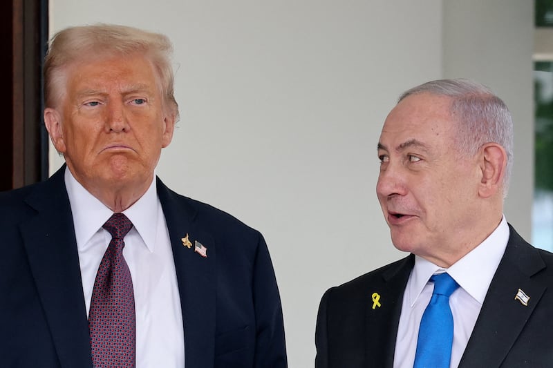 Trump, the oldest person ever inaugurated as president, jumbled his words as he spoke at a join presser with Israeli Prime Minister Benjamin Netanyahu.
