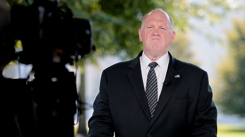 WASHINGTON, DC - JULY 30: White House Border czar Tom Homan speaks during an on camera TV interview near the White House on July 30, 2025 in Washington, DC. Homan spoke on the demographic of immigrants arrested and deported by Immigration and Customs Enforcement (ICE) and what percentage of them are criminal. (Photo by Anna Moneymaker/Getty Images)