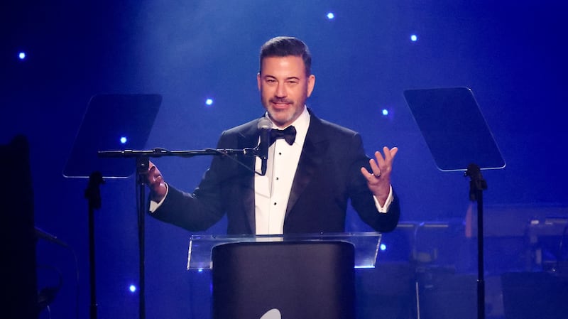 Jimmy Kimmel speaks during the Pre-GRAMMY gala