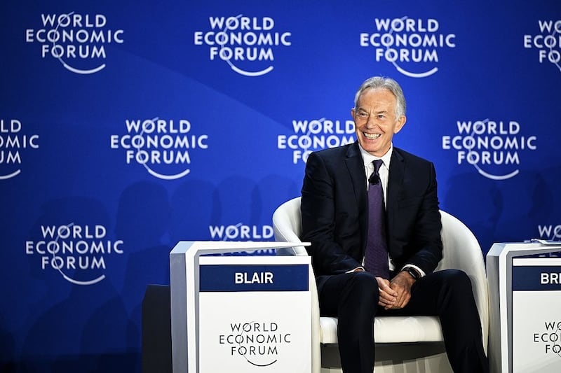 TIANJIN, CHINA - JUNE 24: Britain's former prime minister Tony Blair speaks at a session during the 2025 Summer Davos forum at the National Convention and Exhibition Center (Tianjin) on June 24, 2025 in Tianjin, China. The 2025 Summer Davos forum will be held from June 24 to 26 in Tianjin. Also known as the 16th Annual Meeting of New Champions of the World Economic Forum, this year's Summer Davos forum is themed 
