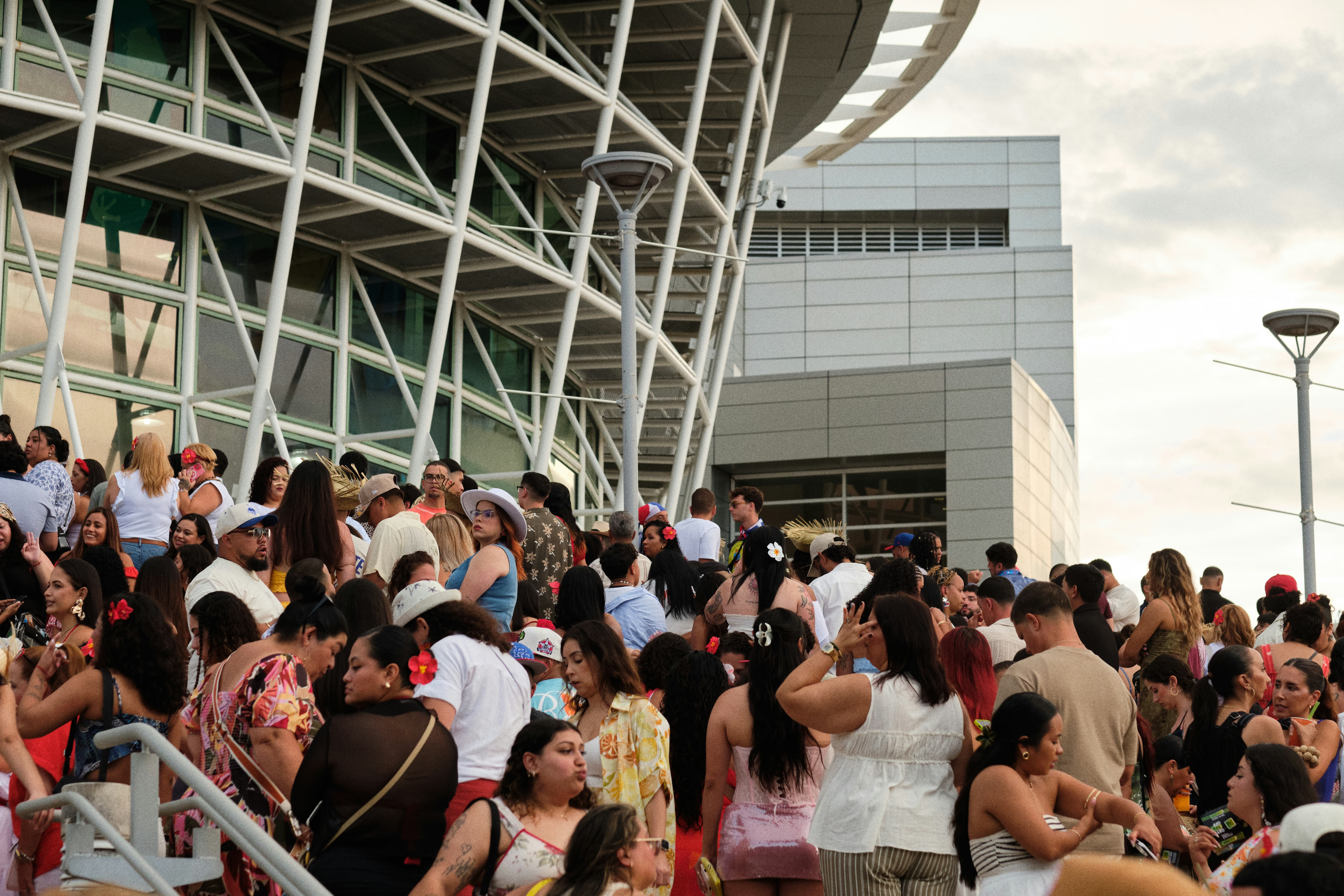 crowd waiting outside stadium for Bad Bunny Concert in Puerto Rico