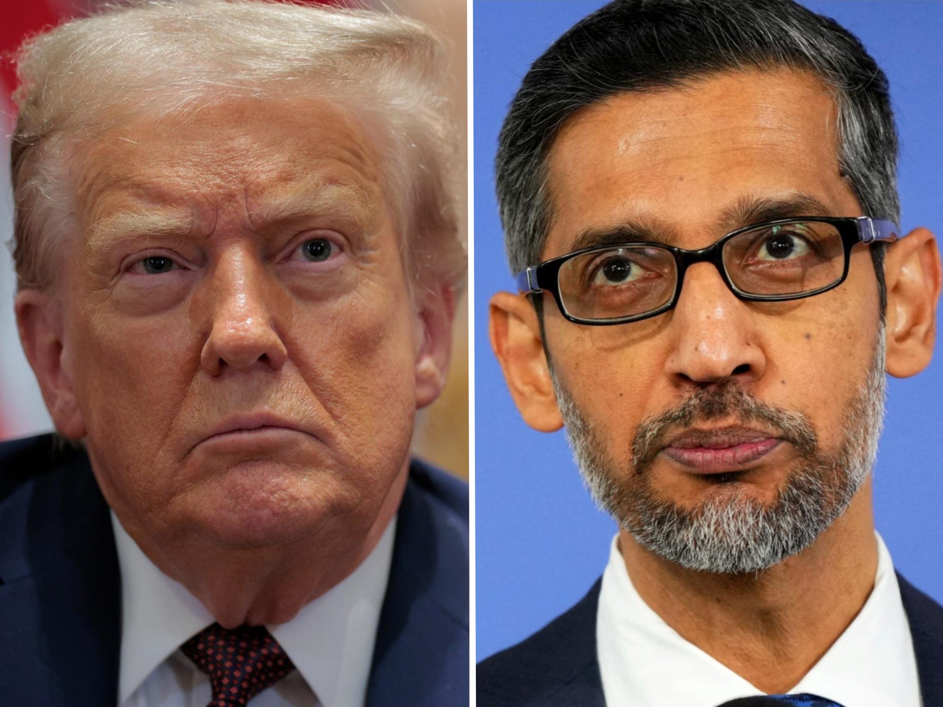 Donald Trump and Sundar Pichai, CEO of Alphabet, parent company to Google and YouTube