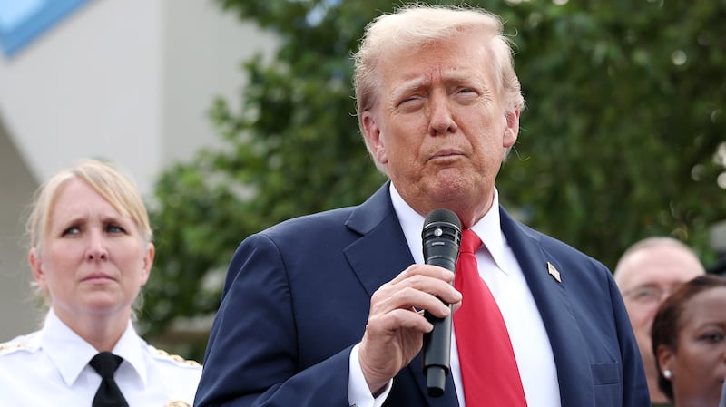 President Donald Trump visits the U.S. Park Police Anacostia Operations Facility on August 21, 2025 in Washington, DC.