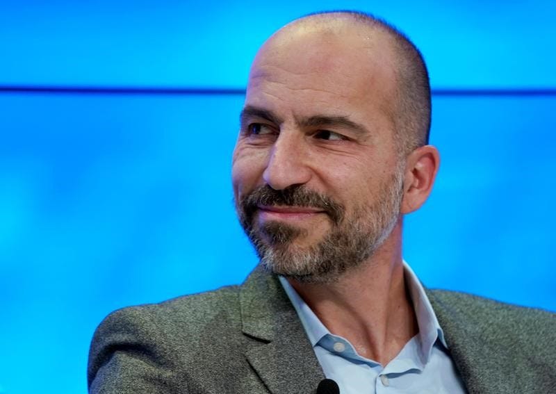 Dara Khosrowshahi, Chief Executive Officer of Uber Technologies, looks on as he attends the World Economic Forum (WEF) annual meeting in Davos, Switzerland, January 23, 2018. REUTERS/Denis Balibouse