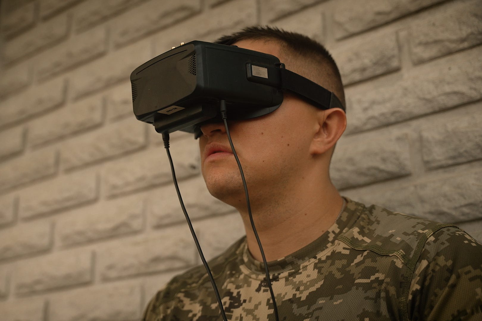 Ukrainian soldier using VR technology.