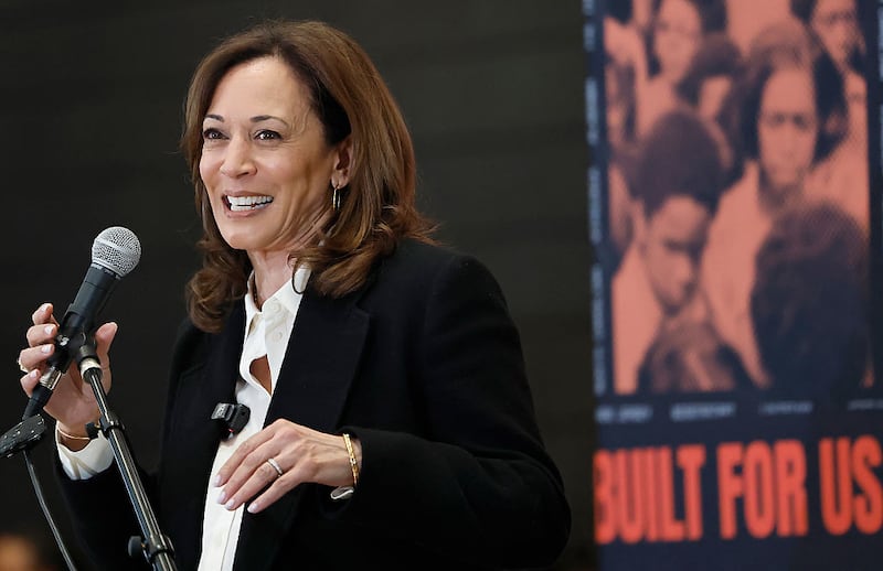 Former Vice President Kamala Harris speaks at the State of the People POWER Tour opening ceremony on June 6, 2025 in Los Angeles, California. The ten city State of the People POWER Tour is a national campaign aimed at ‘uniting Black communities through healing, direct relief, and power building.’ (Photo by Mario Tama/Getty Images)