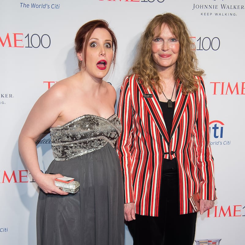 NEW YORK, NY - APRIL 26: Dylan Farrow (L) and actress Mia Farrow attend the 2016 Time 100 Gala at Frederick P. Rose Hall, Jazz at Lincoln Center on April 26, 2016 in New York City. (Photo by Michael Stewart/FilmMagic)