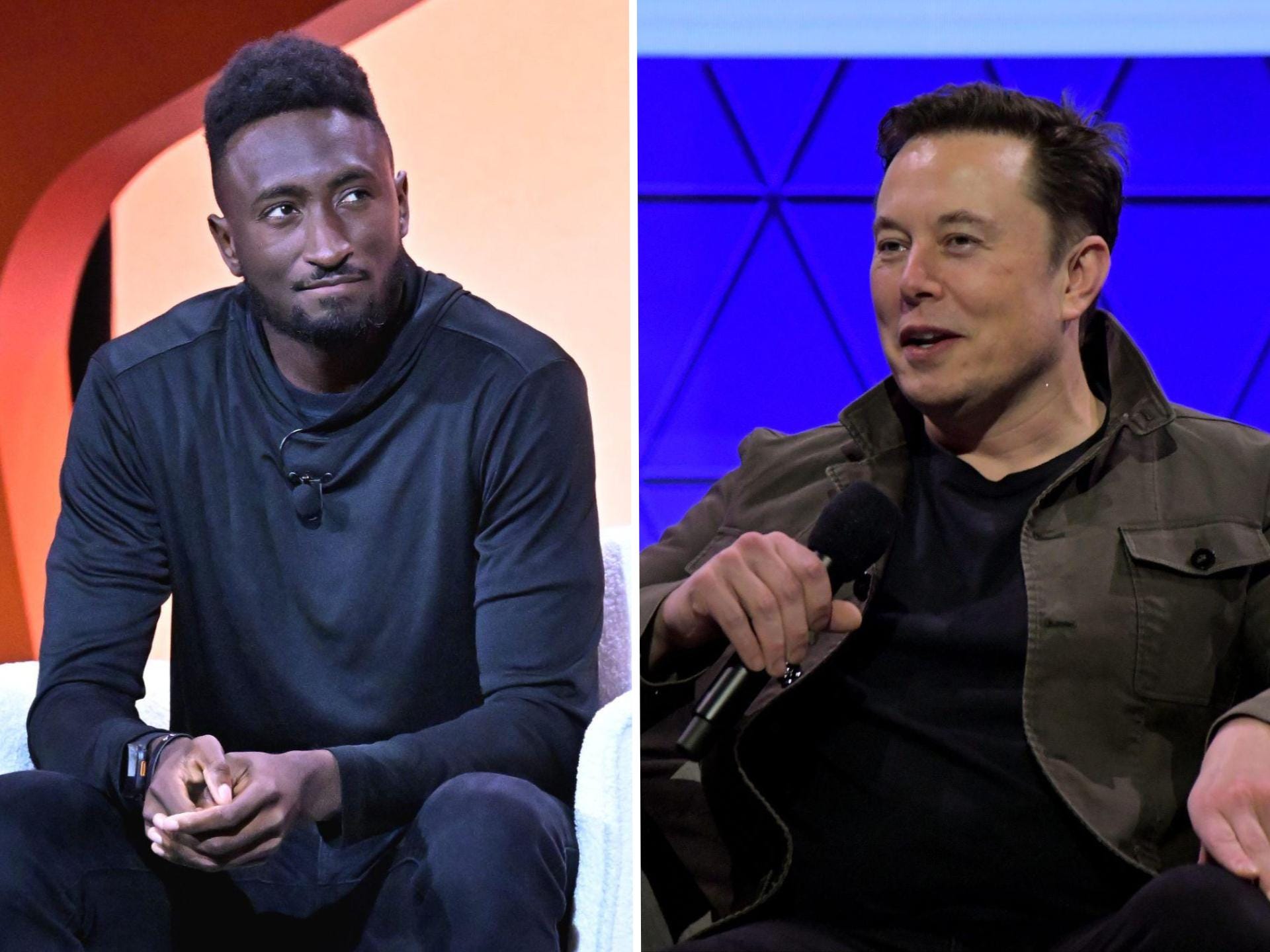 Marques Brownlee and Elon Musk are pictured.