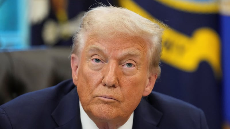 U.S. President Donald Trump looks on as he sits, in the Oval Office at the White House in Washington, D.C., U.S., September 19, 2025.