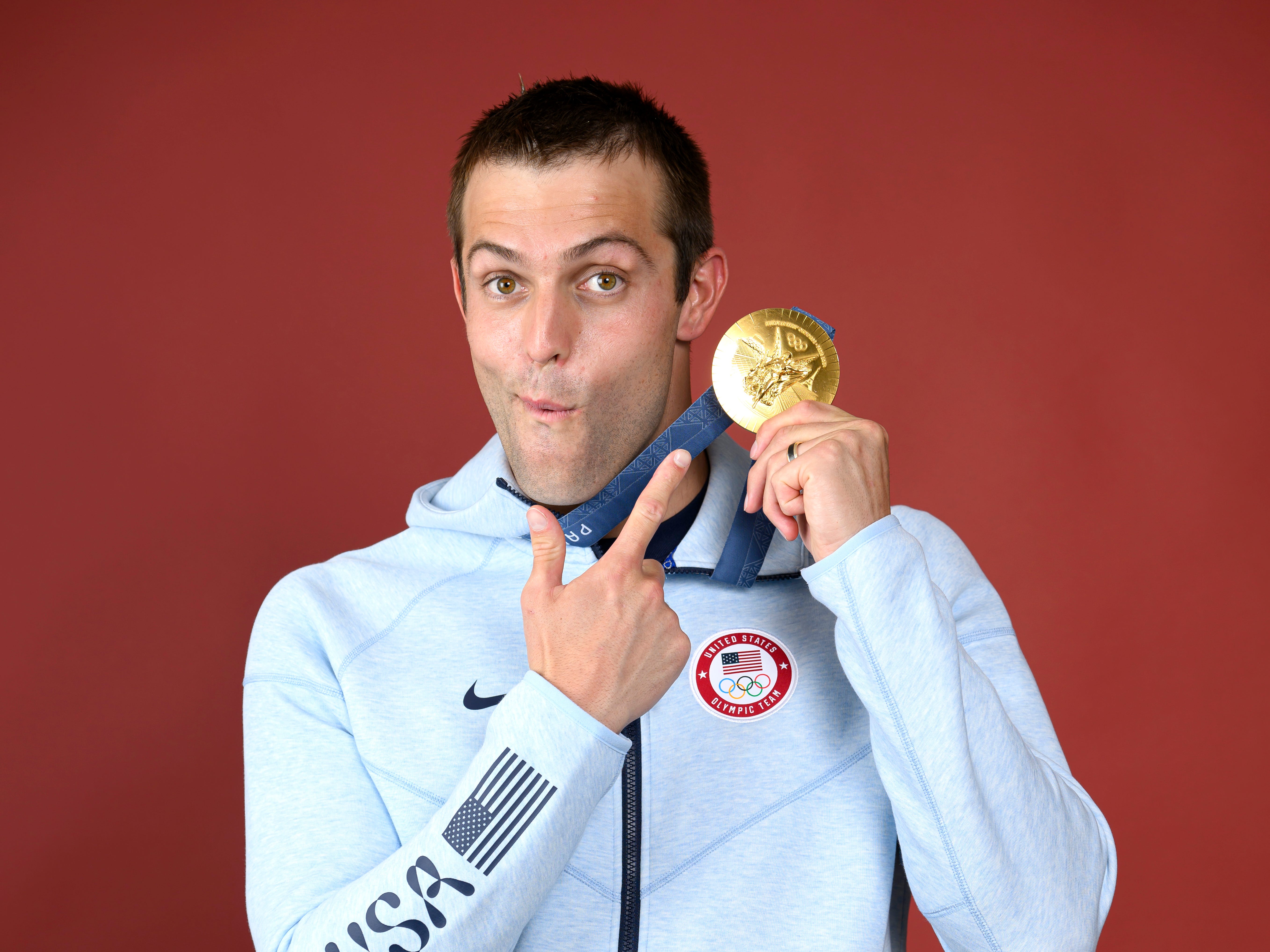 Olympian Ryan Held of Team United States poses on the Today Show Set on August 02, 2024 in Paris, France.