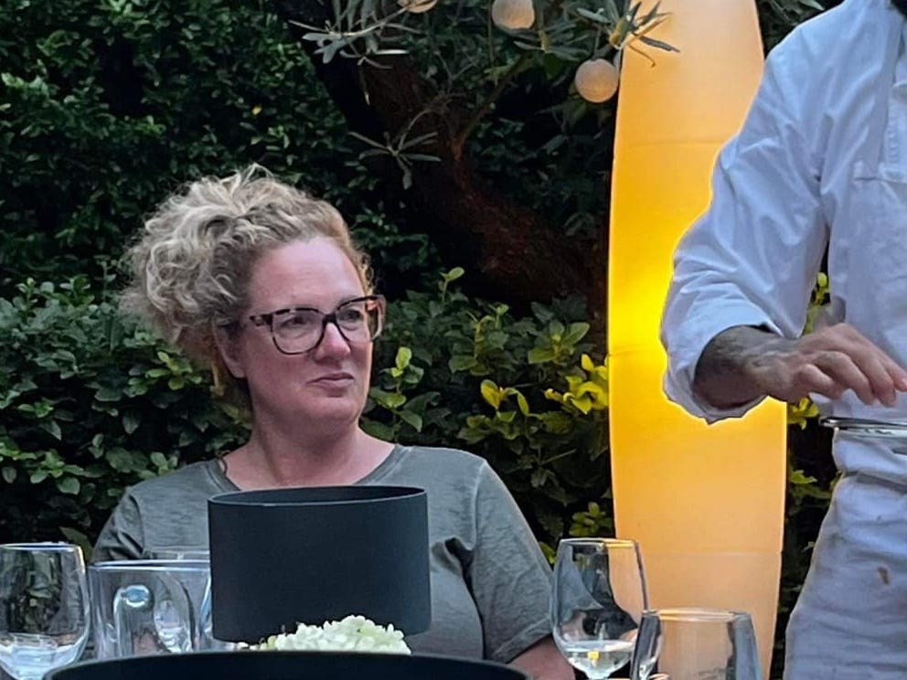 Woman at dinner