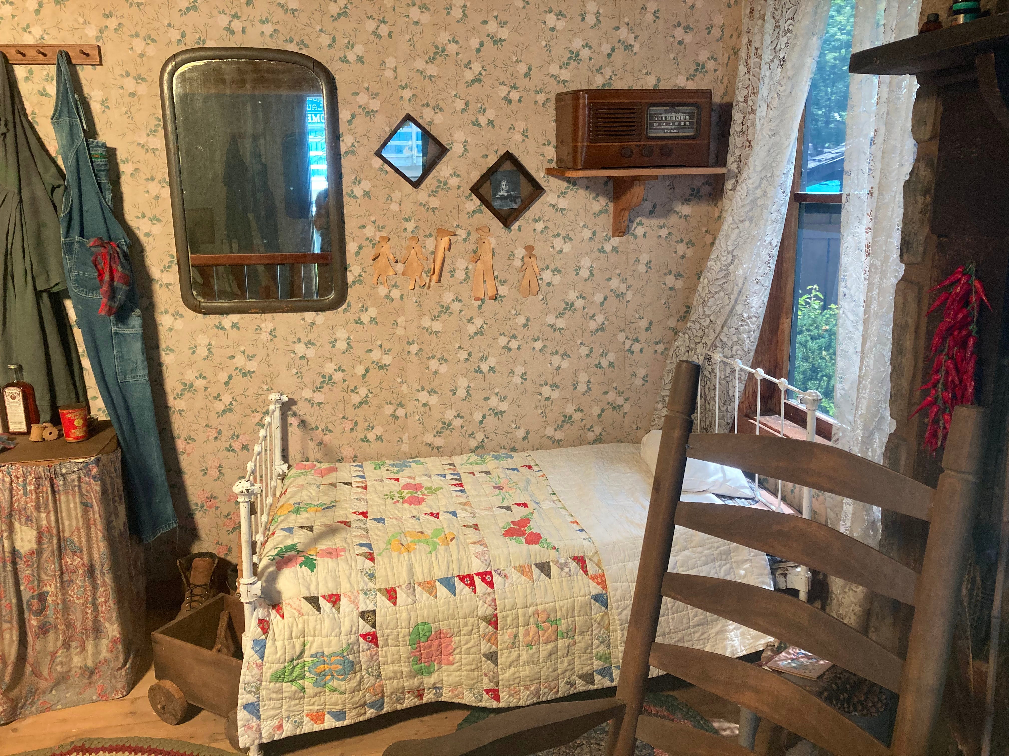 A bedroom in a replica of Dolly Parton's childhood home at Dollywood.