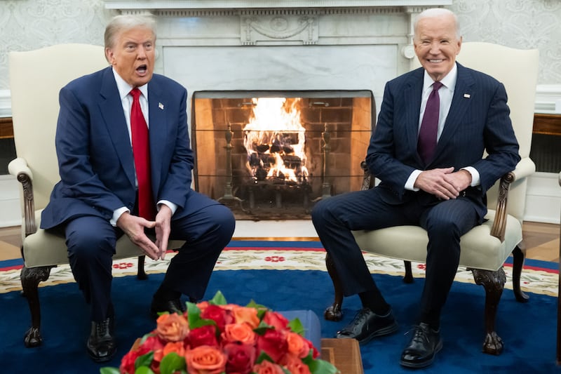 Joe Biden meets Donald Trump in the Oval Office of the White House in Washington, DC, on November 13, 2024.