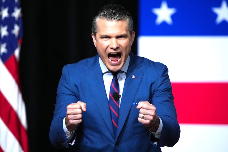Pete Hegseth speaks to senior military leaders at Marine Corps Base Quantico on September 30, 2025 in Quantico, Virginia.