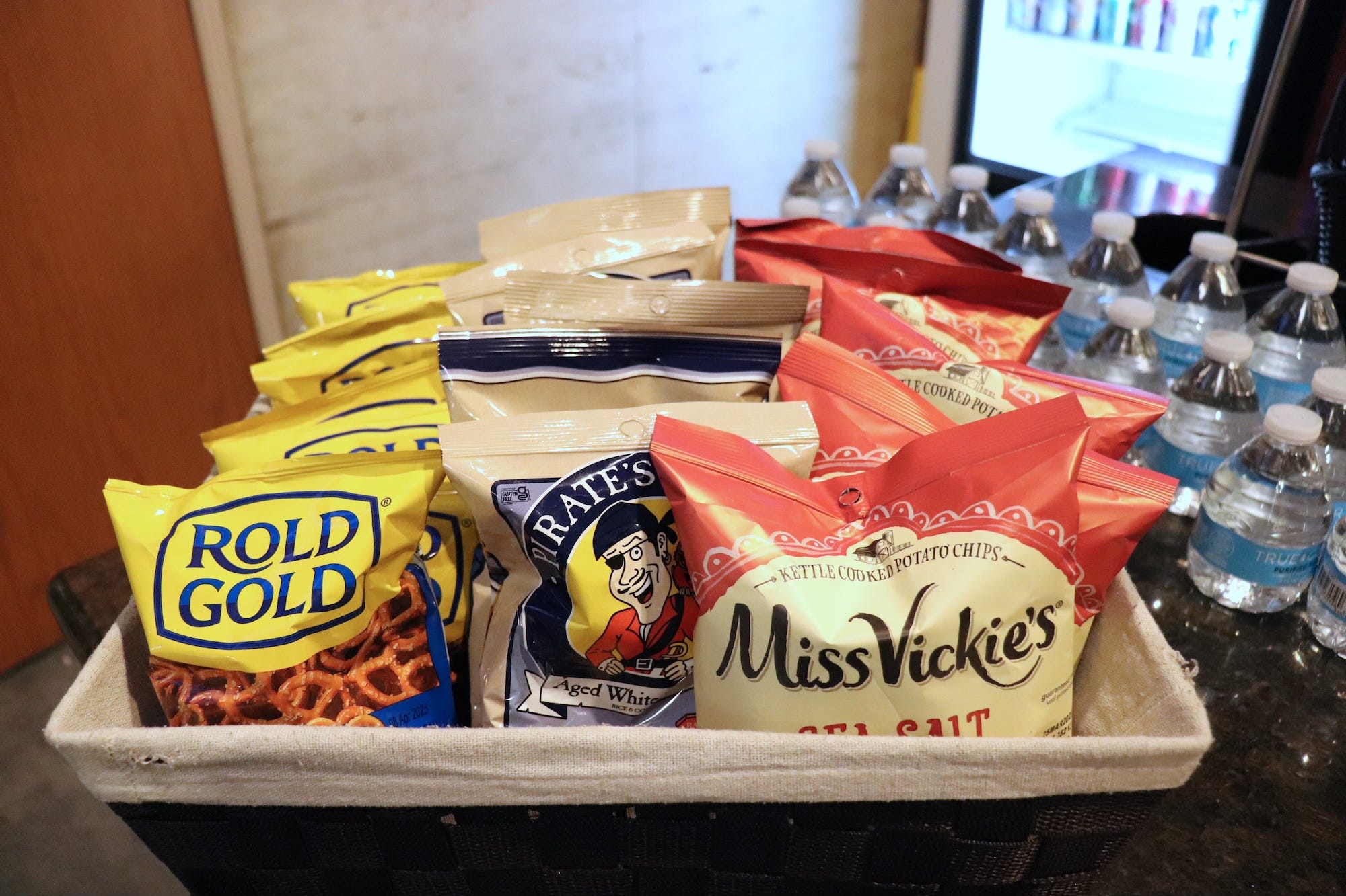 Snacks in the Amtrak lounge in Philadelphia.