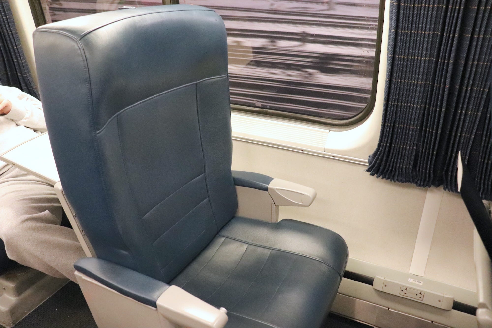An Acela first-class seat on Amtrak.
