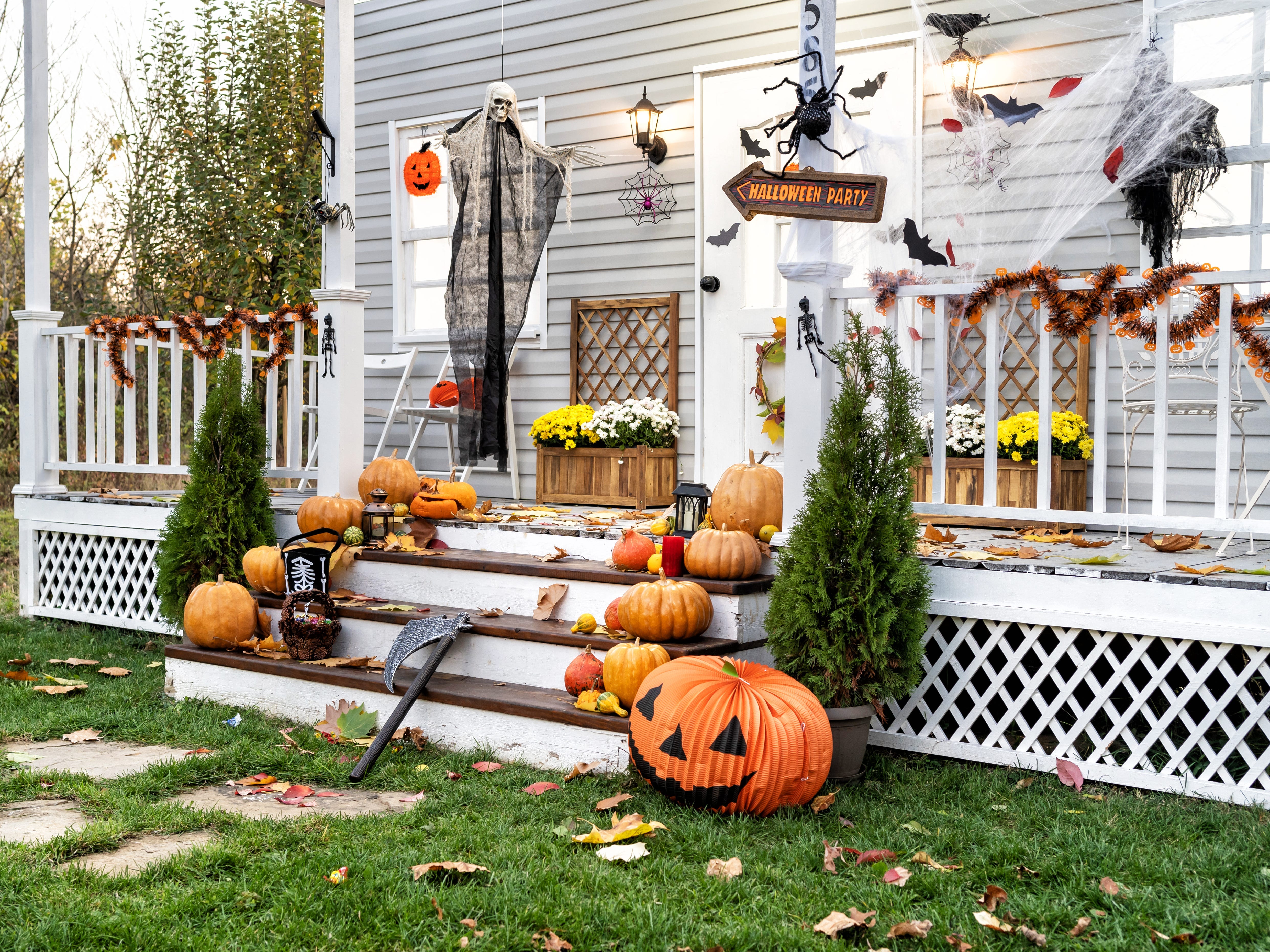 Halloween decorations on a house