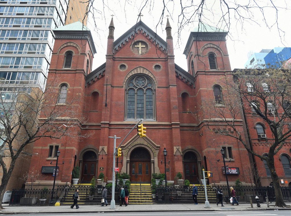 A 67-year-old worker at Holy Cross Church in Midtown was robbed by a violent duo who he'd confronted for blocking the doors, cops and sources said. 