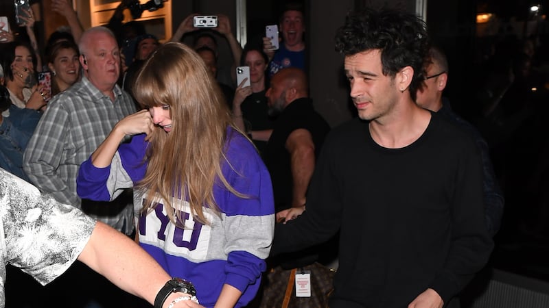 NEW YORK, NEW YORK - MAY 16: Taylor Swift and Matty Healy seen leaving 'The Electric Lady' studio in Manhattan on May 16, 2023 in New York City.