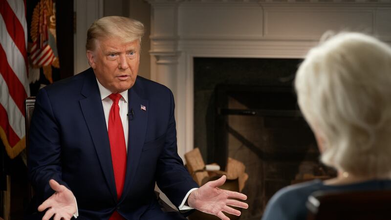 Still frames from the 60 MINUTES hour on Sunday Oct. 25, 2020 with presidential candidate Donald Trump.