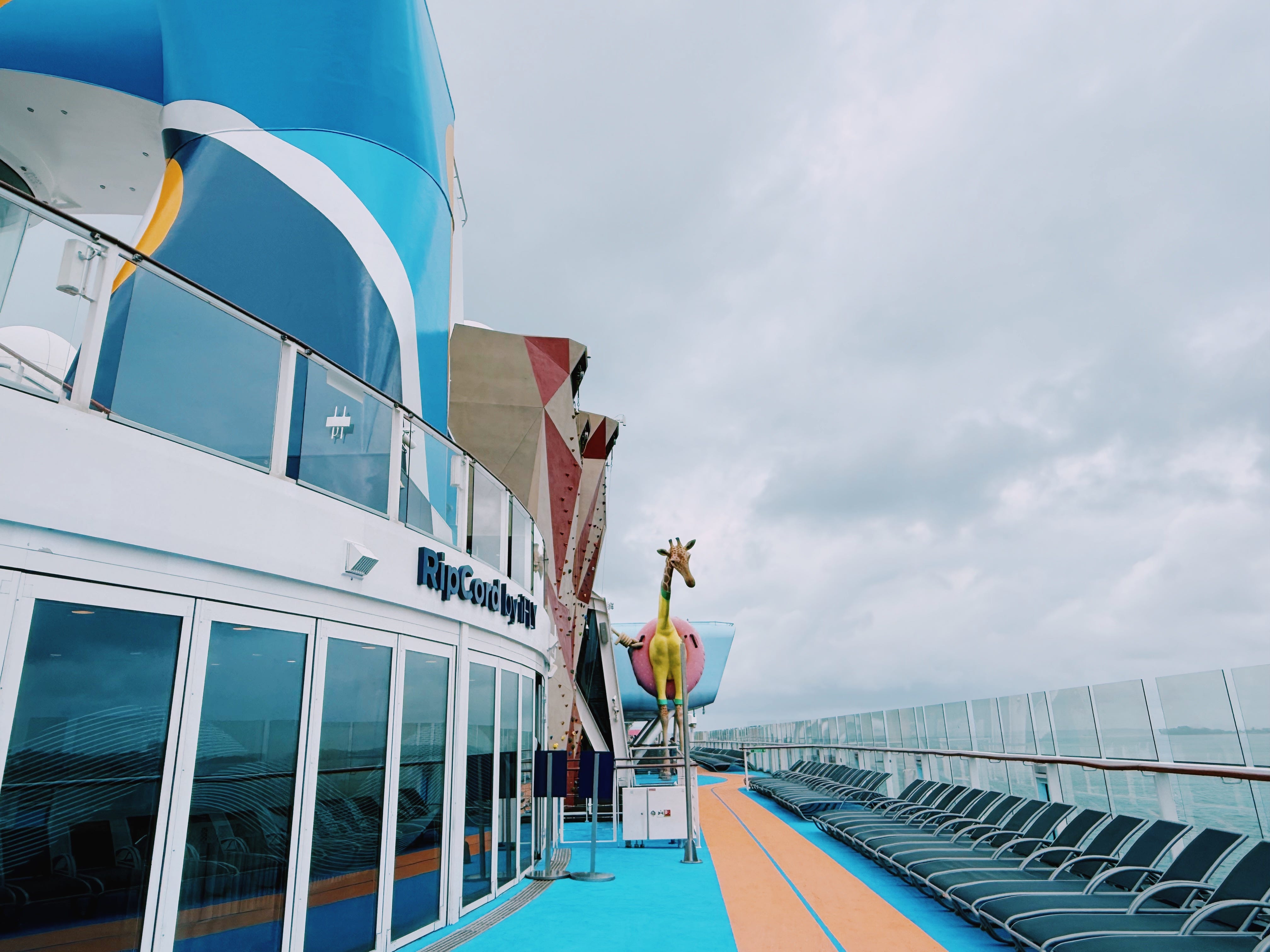 Empty deck/track area on top of cruise ship