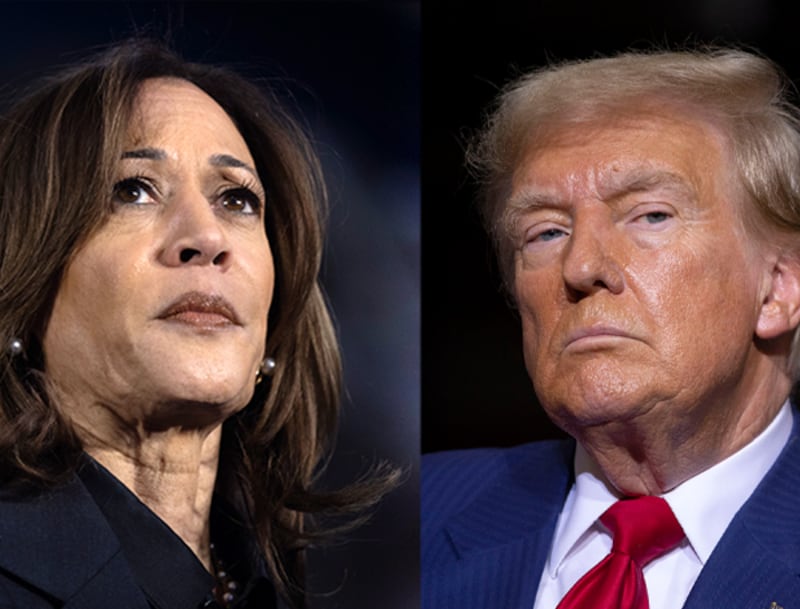 Split of Kamala Harris and Donald Trump.