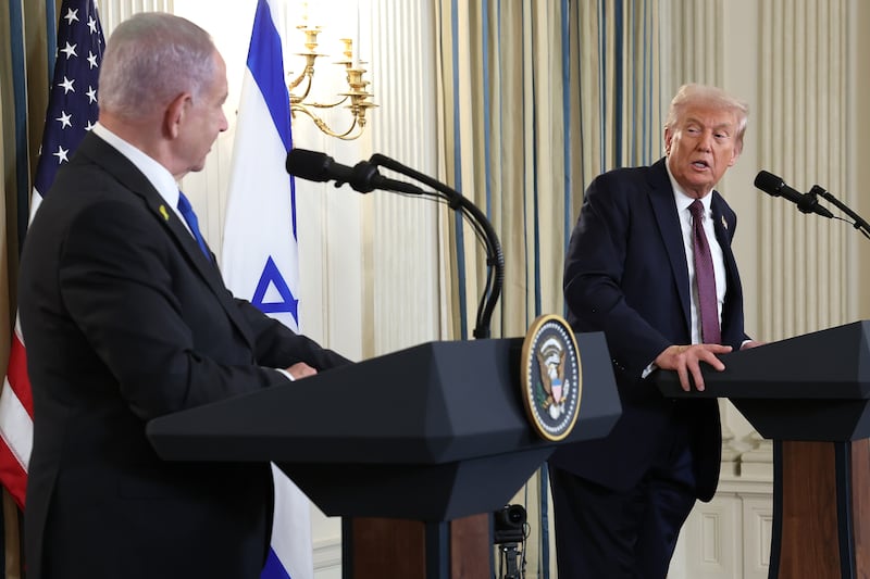 President Donald Trump unveiled his comprehensive peace plan proposal during a joint press conference with  Israeli Prime Minister Benjamin Netanyahu at the White House on September 29, 2025.