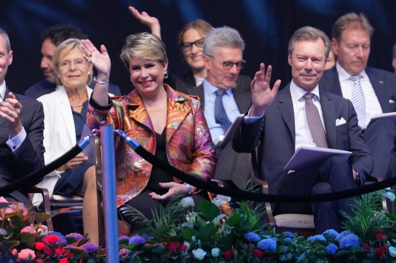 ESCH-SUR-ALZETTE, LUXEMBOURG - JUNE 22: Grand Duchess Maria Teresa of Luxembourg and Grand Duke Henri of Luxembourg  celebrate National Day on June 22, 2022 in Esch-sur-Alzette, Luxembourg. (Photo by Sylvain Lefevre/Getty Images)