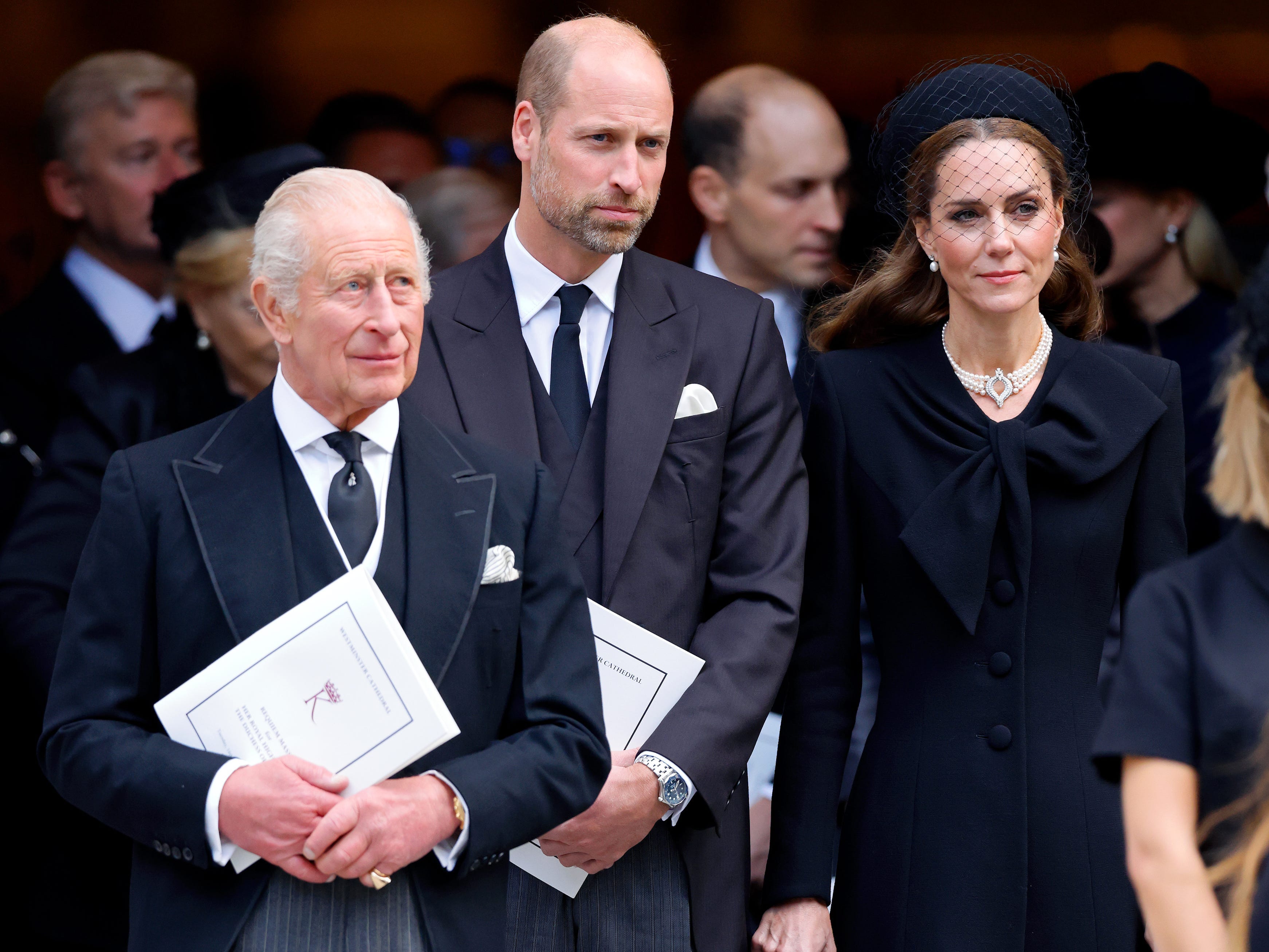 King Charles III, Prince William, and Kate Middleton in September 2025.