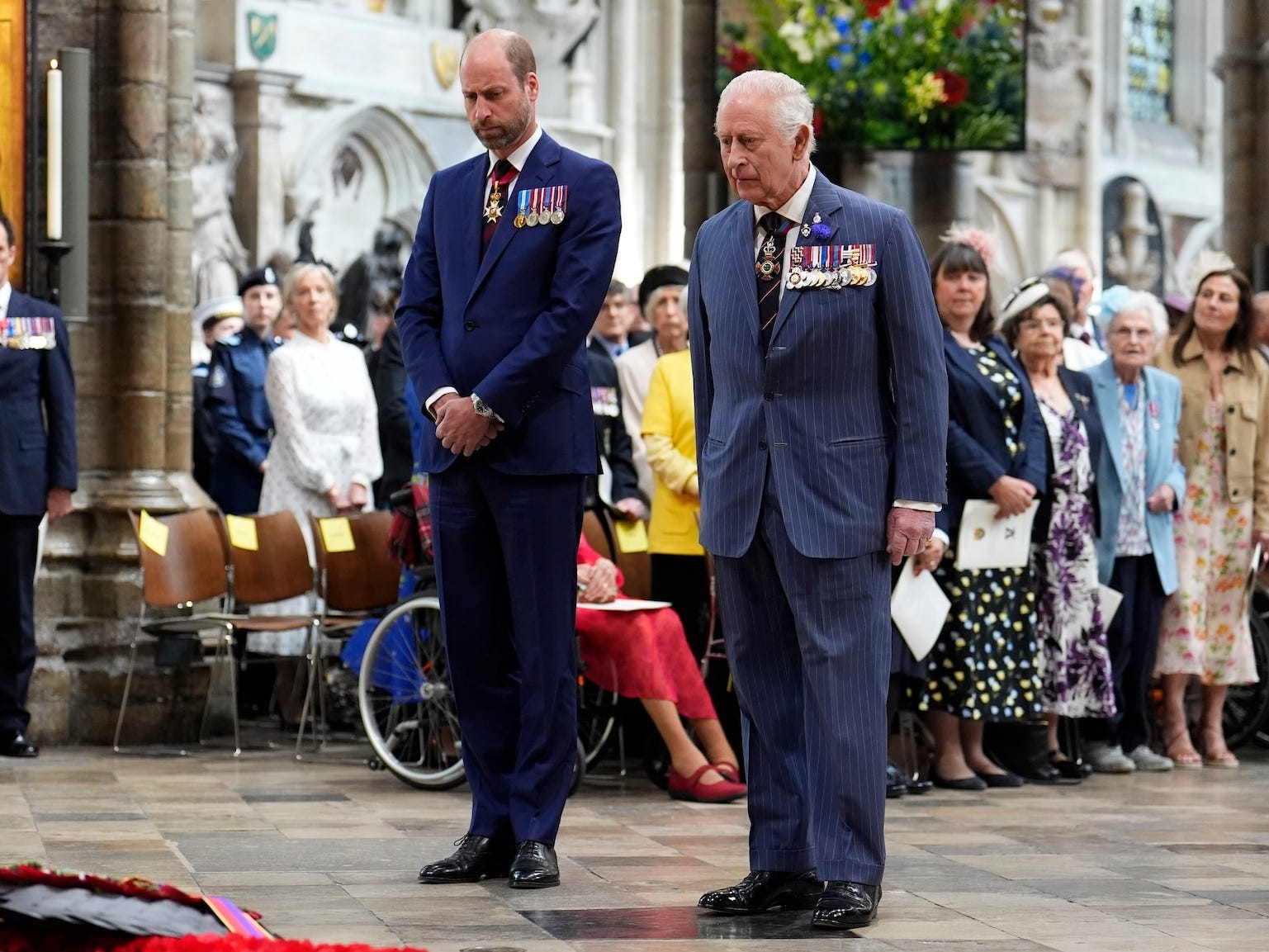 Prince William and King Charles III at a service of thanksgiving in May 2025.