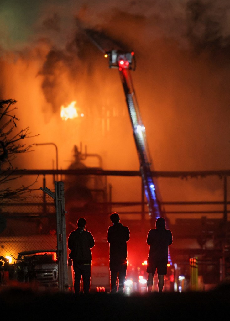 The explosion and ensuing fire occurred around 9:30 p.m. and sent many residents fleeing their homes.