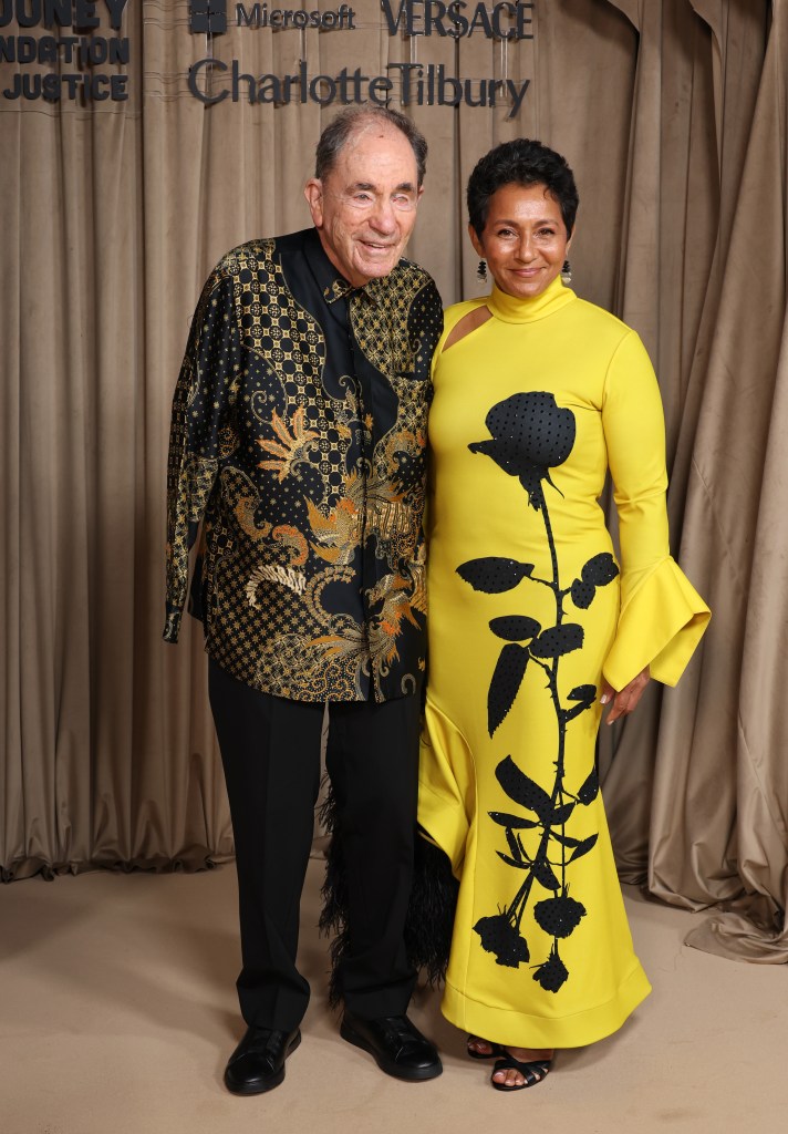 Albie Sachs and Vanessa Sachs attend the Clooney Foundation For Justice's Albie Awards in London