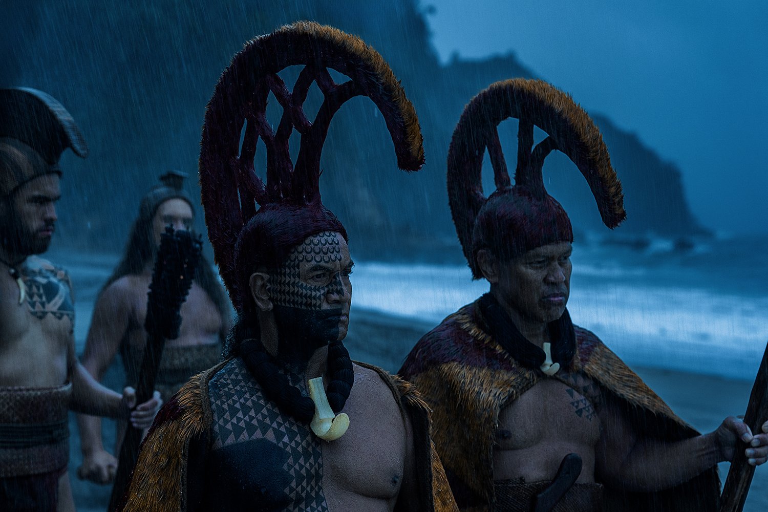 Temuera Morrison and Ocean Kaowili in Chief of War.