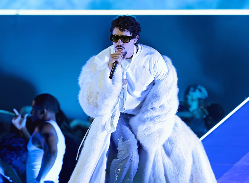 Bad Bunny performs onstage.