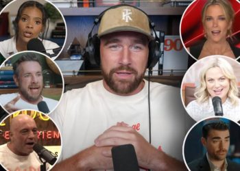 Travis Kelce ‘snubbed’ by Golden Globes as anti-Hollywood conservative commentators face off for show’s first podcast award